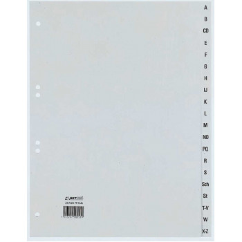 Separador A4 A-Z REXEL HETZEL, 20 separadores, polipropileno, cinzento, furação 80-80-80 mm 25240481