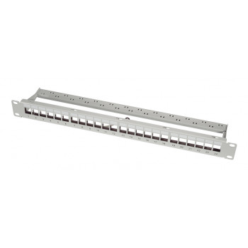 LogiLink painel de patch panel Keystone 19 polegadas, 24 portas, blindado, cinzento claro (RAL7035), 1U, para até 24 módulos Keystone, 1 unid. (NK4073)
