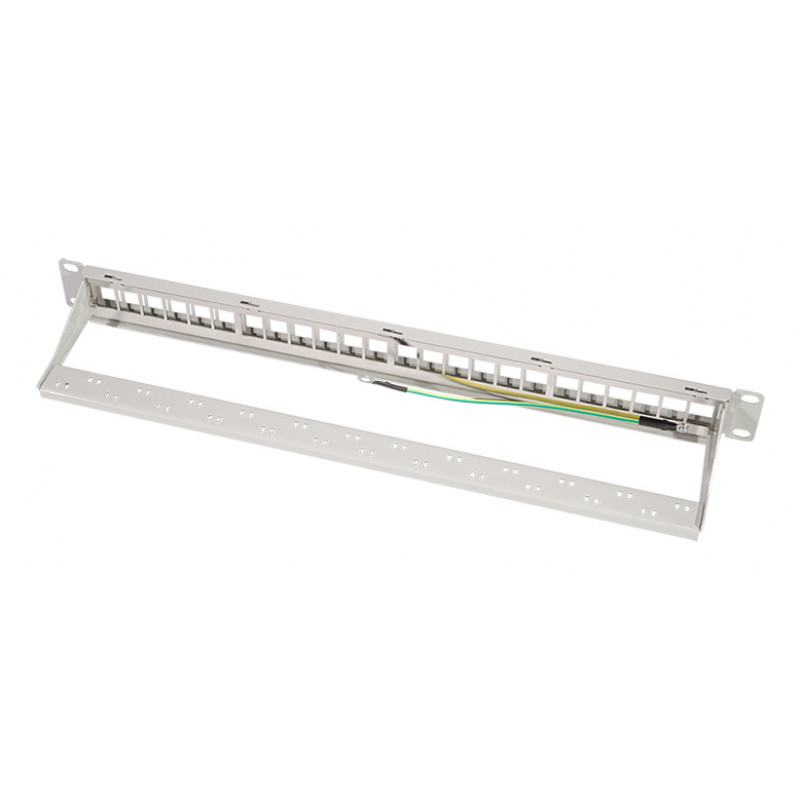 LogiLink painel de patch panel Keystone 19 polegadas, 24 portas, blindado, cinzento claro (RAL7035), 1U, para até 24 módulos Keystone, 1 unid. (NK4073)