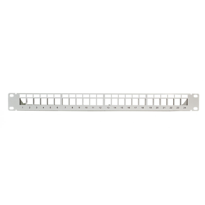 LogiLink painel de patch panel Keystone 19 polegadas, 24 portas, blindado, cinzento claro (RAL7035), 1U, para até 24 módulos Keystone, 1 unid. (NK4073)