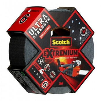 3M Extremium fita têxtil preta 48 mm x 25 m, 6 rolos – fita de reparação impermeável e resistente aos UV 7100205699