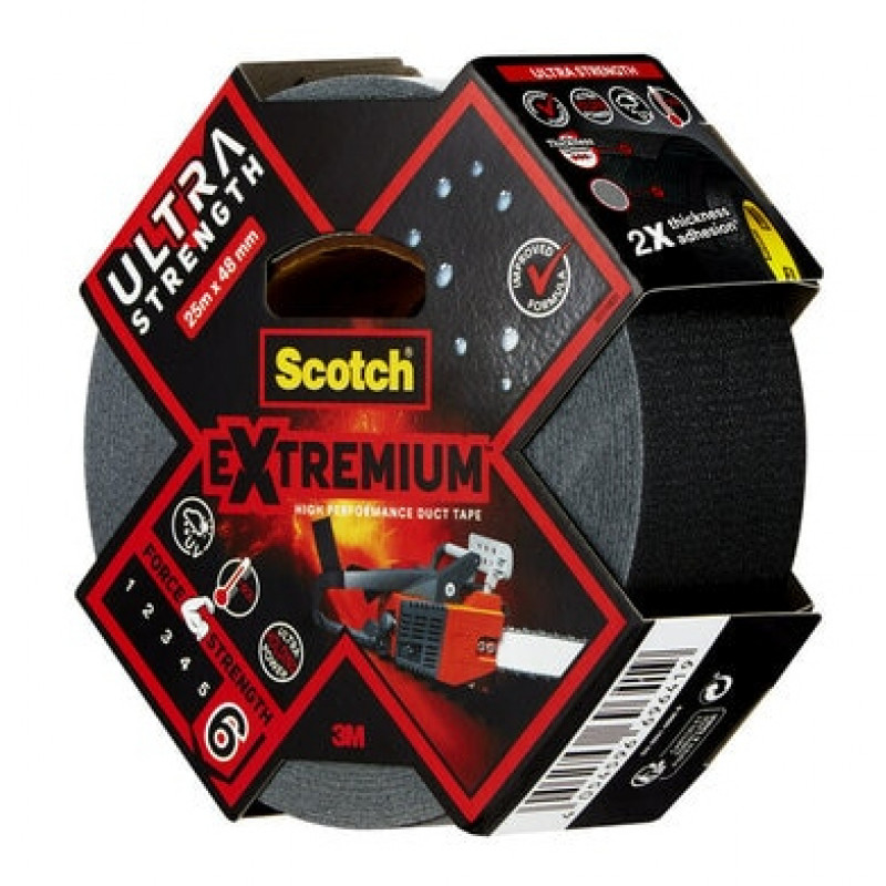 3M Extremium fita têxtil preta 48 mm x 25 m, 6 rolos – fita de reparação impermeável e resistente aos UV 7100205699