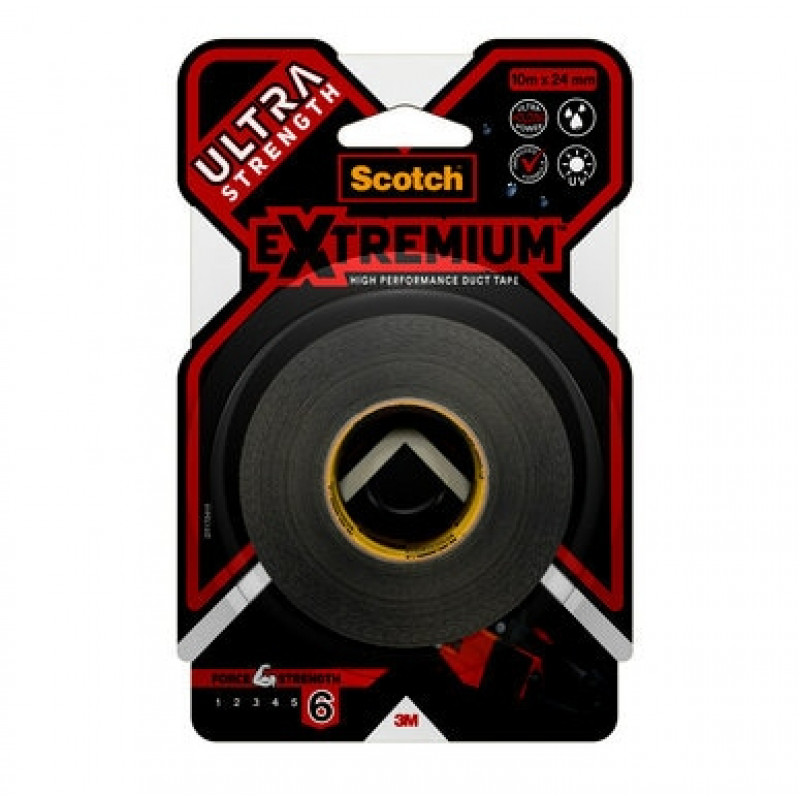 3M Extremium fita de agrupamento e reparação preta resistente aos UV impermeável 10 m x 24 mm 6 rolos 7100207215