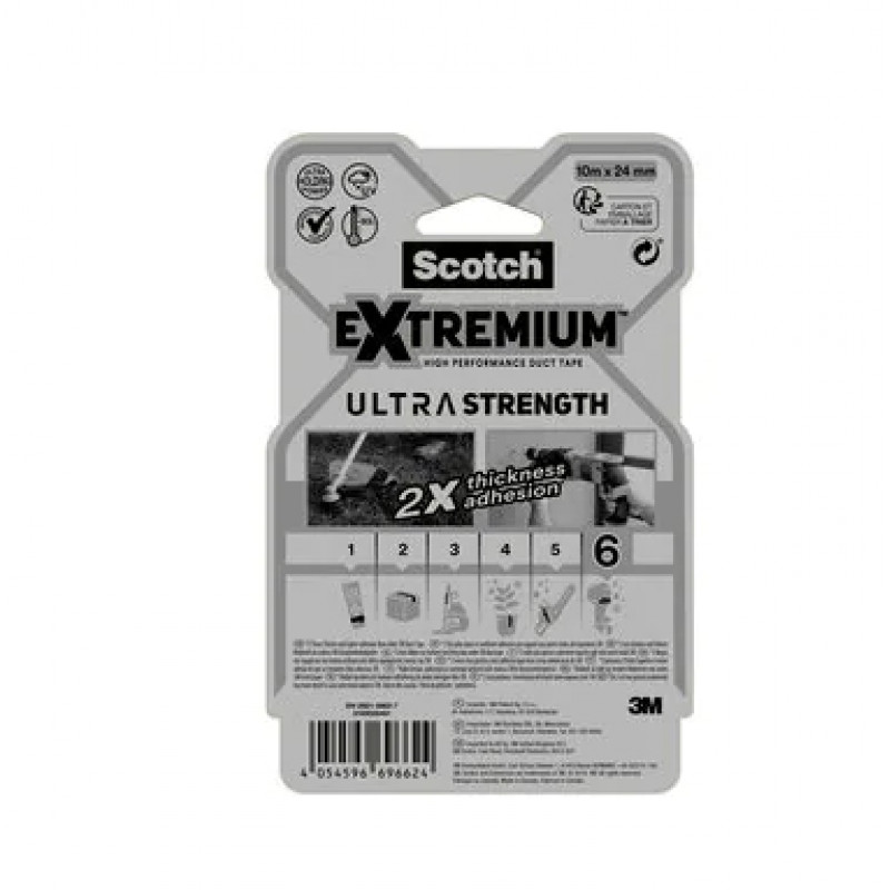 3M Extremium fita de agrupamento e reparação preta resistente aos UV impermeável 10 m x 24 mm 6 rolos 7100207215