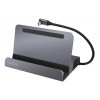 Docking station LogiLink UA0408 USB-C com suporte para tablet, HDMI 4K@60Hz, 100W PD, Gigabit Ethernet, prateado