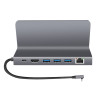 Docking station LogiLink UA0408 USB-C com suporte para tablet, HDMI 4K@60Hz, 100W PD, Gigabit Ethernet, prateado