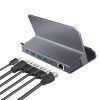 Docking station LogiLink UA0408 USB-C com suporte para tablet, HDMI 4K@60Hz, 100W PD, Gigabit Ethernet, prateado
