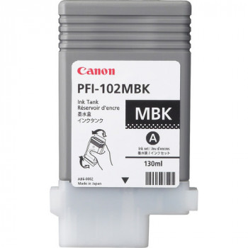Canon PFI-102MBK Tinteiro de Tinta Pigmentada Preto Mate 130 ml para imagePROGRAF iPF500, iPF600, iPF700, iPF710, iPF720 31CANPFI102MBK
