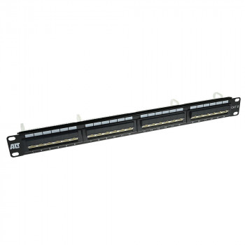 Patch panel ACT 24 portas CAT6 UTP 45° angular, 1U, preto (PP1013)