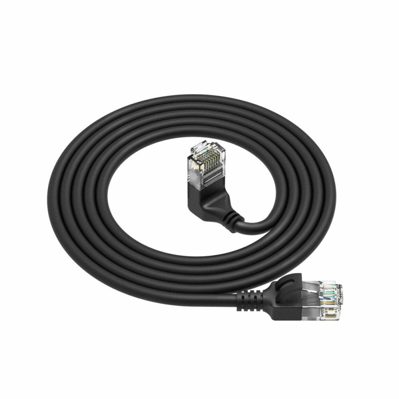 Cabo patch slimline ACT DC4901 1m CAT6A U/UTP LSZH, preto, RJ45 90° angular para reto