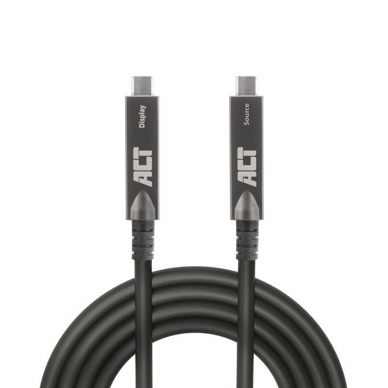 Cabo ótico ativo (AOC) ACT USB-C 3.2 Gen2, para painéis táteis, vídeo, dados, energia, 15m (AK4335)