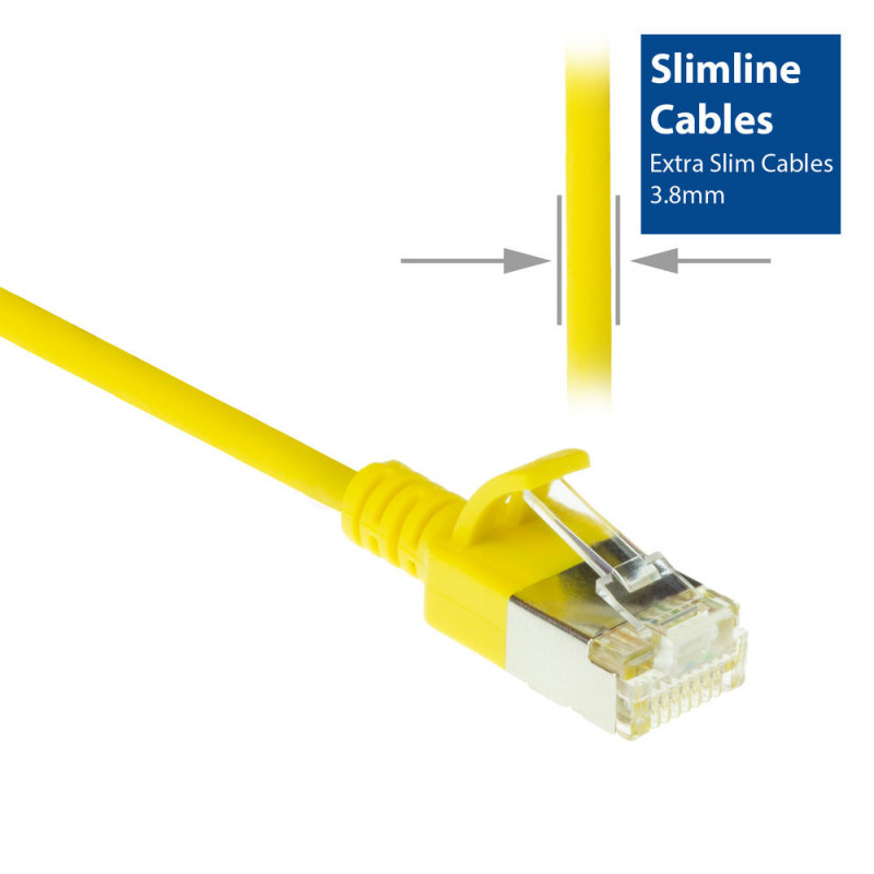 ACT DC7830 cabo patch LSZH U/FTP CAT6A Slimline para datacenter amarelo de 0,15m Snagless RJ45