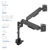 ACT AC8330 Office Solid Pro braço duplo para monitor, mola a gás, montagem em poste, até 34"
