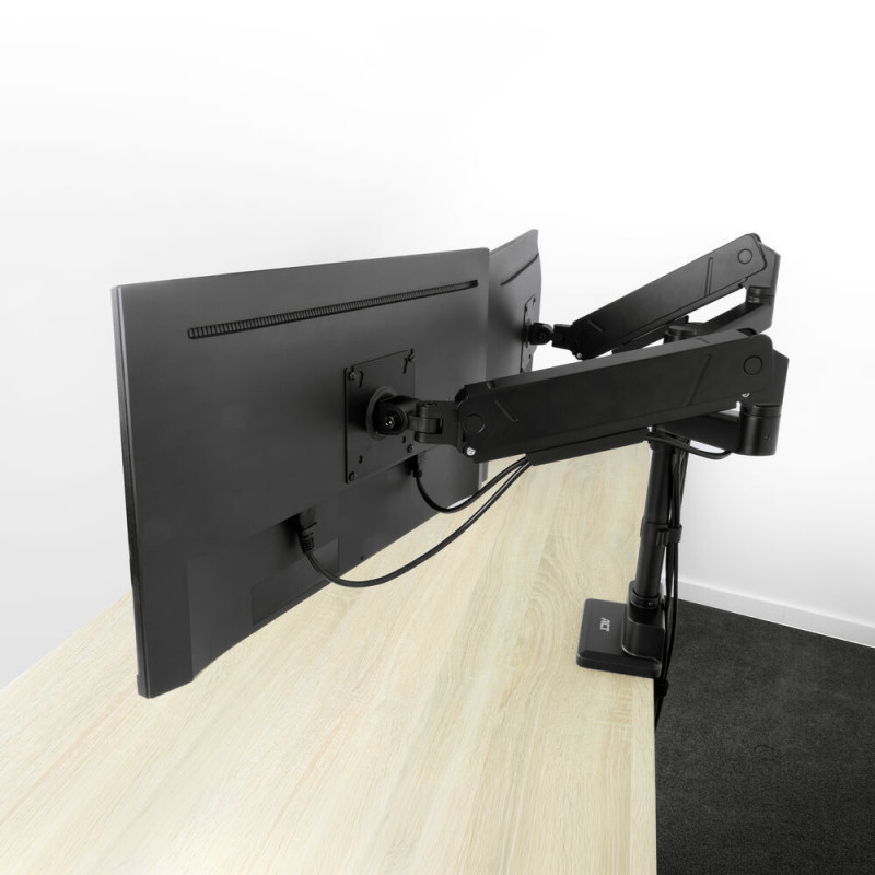 ACT AC8330 Office Solid Pro braço duplo para monitor, mola a gás, montagem em poste, até 34"