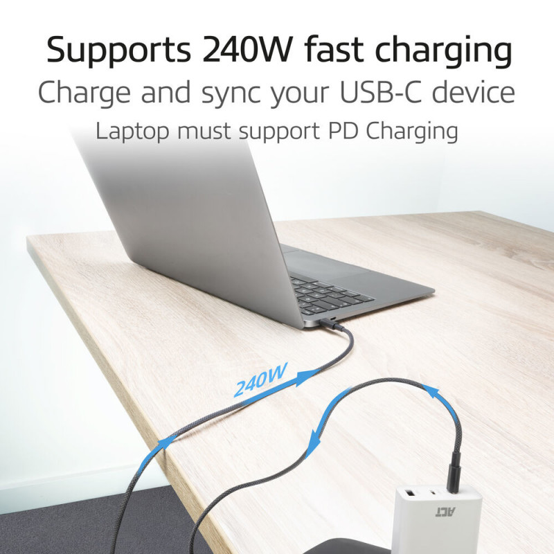ACT cabo de carregamento/dados USB 2.0 240W USB-C para USB-C, preto, 2 m (AC3087)