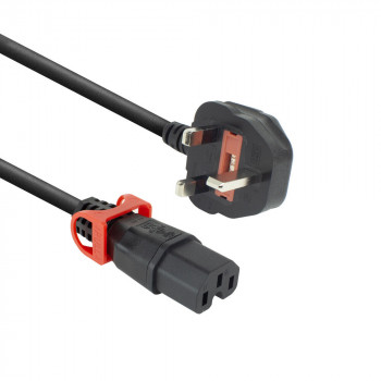 Cabo de alimentação ACT ficha UK - C15 IEC Lock+ preto 2 m, PC3884 (PL0082)