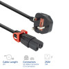 Cabo de alimentação ACT ficha UK - C15 IEC Lock+ preto 2 m, PC3884 (PL0082)