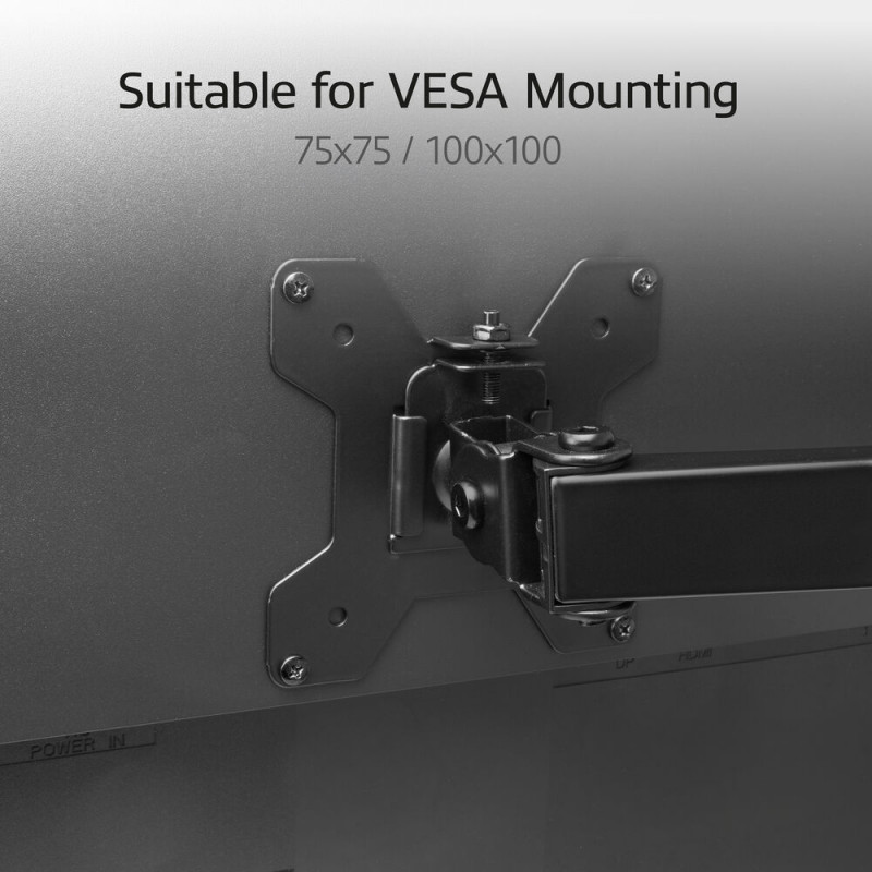 ACT AC8361 Braço para monitor 17-34 polegadas, mola a gás, fixação por grampo e passagem de cabo na mesa, VESA 75/100, preto