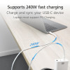 ACT Cabo de carregamento/dados USB 2.0 240W USB-C para USB-C, branco, 1 m (AC3084)