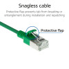 Cabo de rede patch LSZH S/FTP CAT6A Slimline Snagless verde 0,5m RJ45 (DB7700)