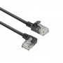 Cabo de patch slim CAT6A U/UTP LSZH ACT DC1901, 1 m, RJ45 90° angular à esquerda para reto, preto