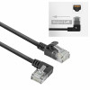 Cabo de patch slim CAT6A U/UTP LSZH ACT DC1901, 1 m, RJ45 90° angular à esquerda para reto, preto