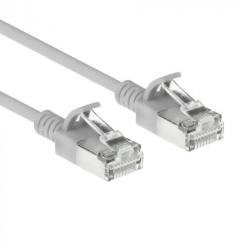 Cabo de patch slim CAT6A LSZH S/FTP ACT cinzento, 0,15 m, snagless com fichas RJ45 (DB7030)