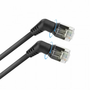 ACT Cabo patch slimline U/FTP CAT6A preto 0,5 m com fichas RJ45 rotativas de 360° angulares DD1900