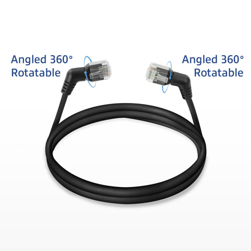 ACT Cabo patch slimline U/FTP CAT6A preto 0,5 m com fichas RJ45 rotativas de 360° angulares DD1900