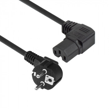 ACT Cabo de alimentação ficha Schuko CEE 7/7 angular para conector fêmea IEC C15 angular direito 1 m preto AK5349