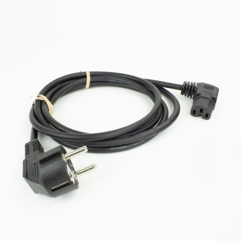 ACT Cabo de alimentação ficha Schuko CEE 7/7 angular para conector fêmea IEC C15 angular direito 1 m preto AK5349