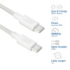 ACT Cabo de carregamento/dados USB 2.0 60W USB-C para USB-C, branco, 1 m (AC3080)