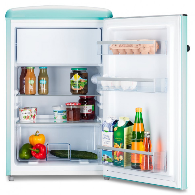 Frigorífico retro Medion MD37790 turquesa, 90L de volume total, classe de eficiência energética E