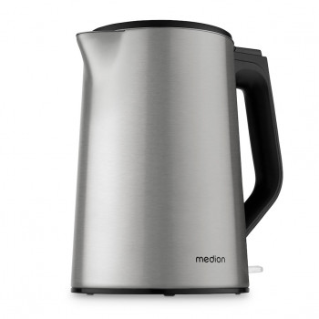 Chaleira elétrica de parede dupla MEDION Life MD12105 1,5 L 2200 W prateada com controlador Strix