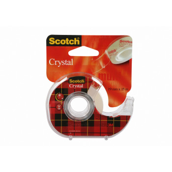 3M Scotch Crystal Clear fita adesiva com aplicador manual, 19 mm x 15 m, transparente, leve e silenciosa, 1 rolo 6-1915D