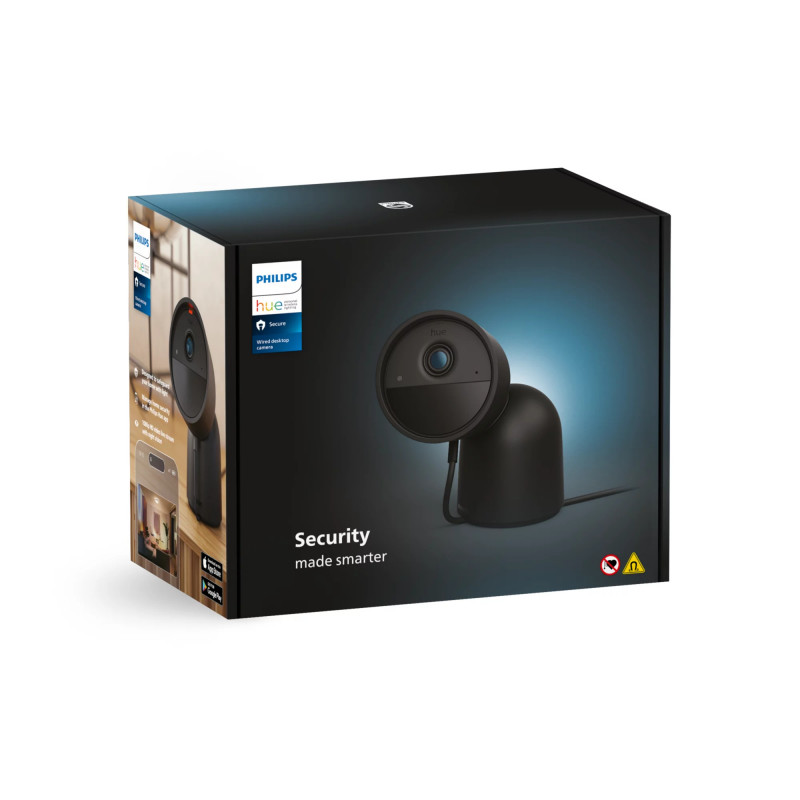 Philips Hue Secure Câmara com fios com base preta