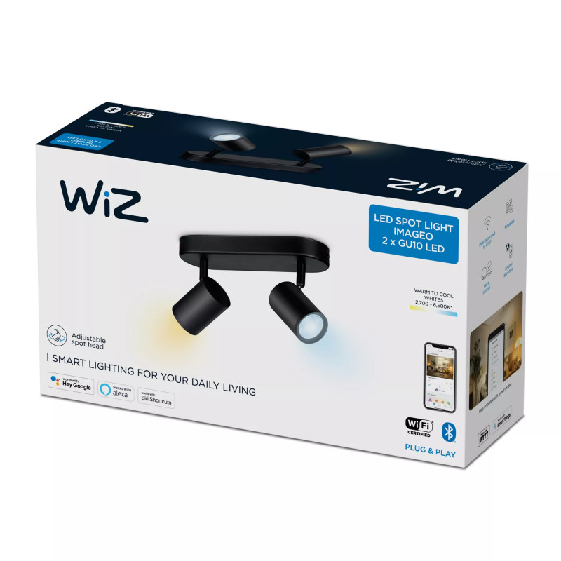 WiZ IMAGEO Spots candeeiro de teto Tunable White 2x5W preto unidade