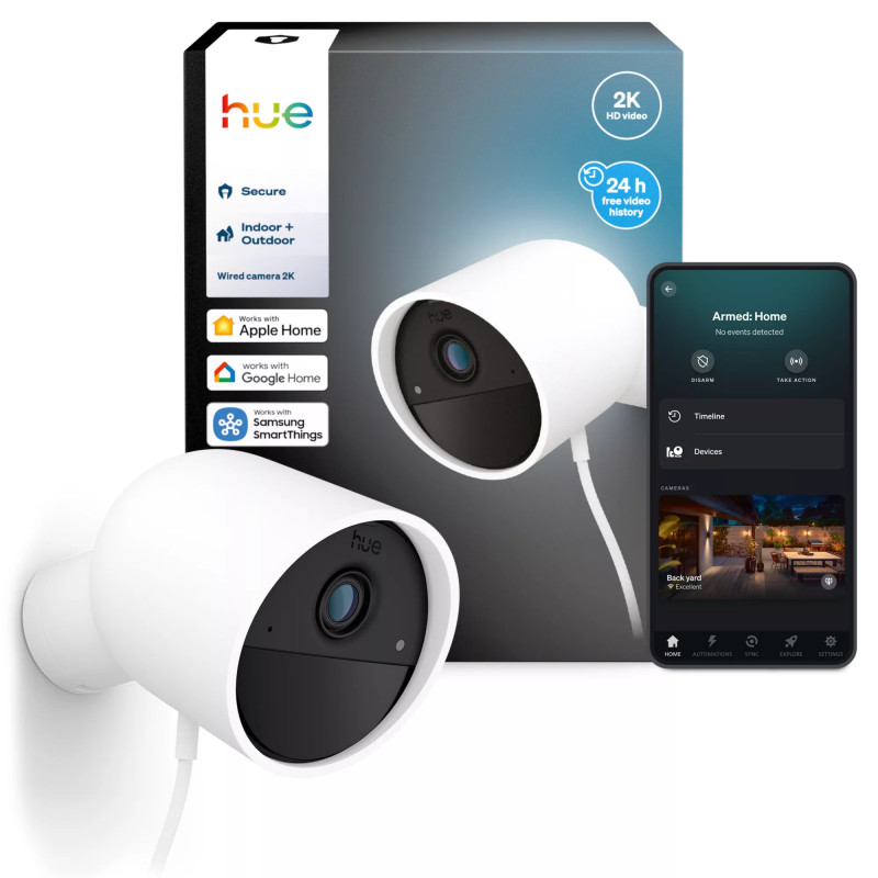 Philips Hue Secure Câmara com fios resolução de vídeo 2K branco