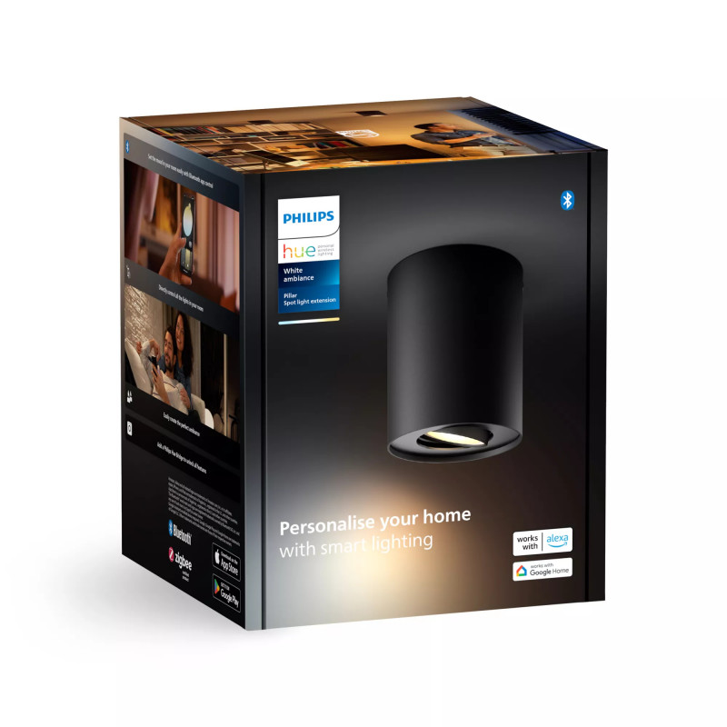Philips Hue White Ambiance Pillar projetor individual preto extensão