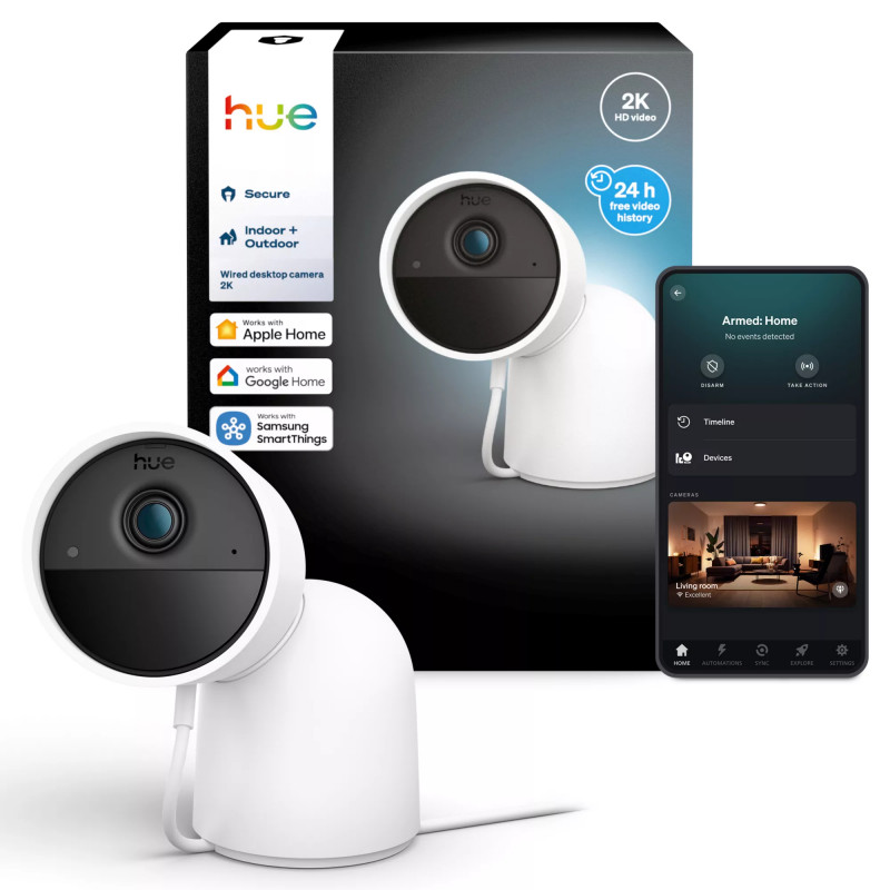 Philips Hue Secure Câmara com fios com base resolução de vídeo 2K branco