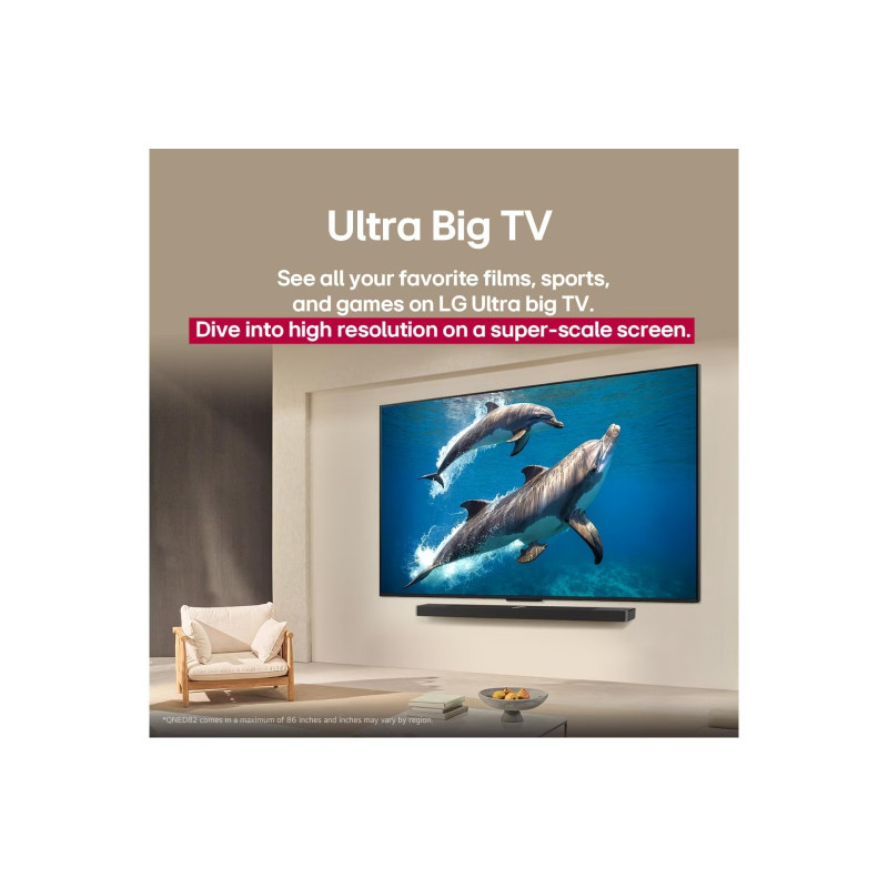 LG 65QNED82A3B 65 polegadas QNED 4K Smart TV com processador α7 Gen6 AI