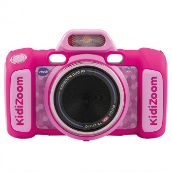 VTech Kidizoom Duo FX rosa câmara digital com lente dupla, 5MP, LCD colorido 2,4 polegadas, jogos, slot microSD, USB, 4x AA 80-519954