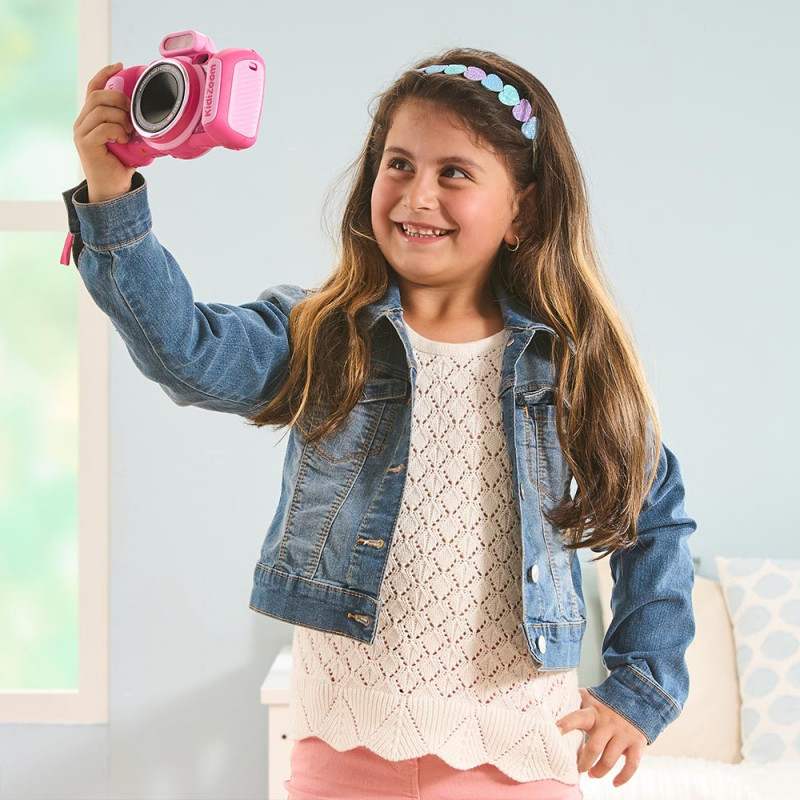 VTech Kidizoom Duo FX rosa câmara digital com lente dupla, 5MP, LCD colorido 2,4 polegadas, jogos, slot microSD, USB, 4x AA 80-519954