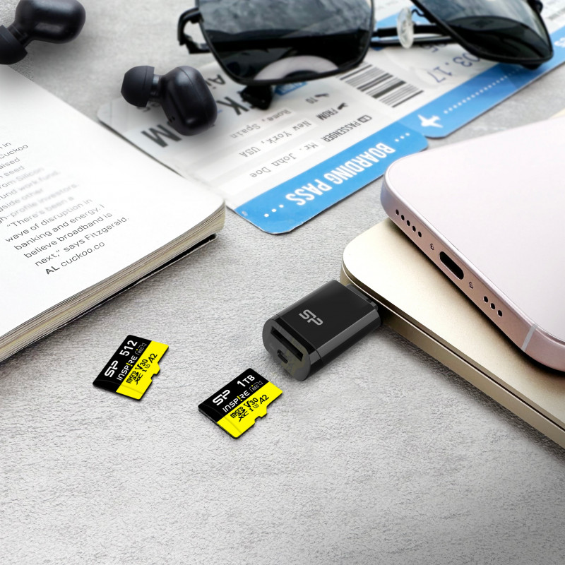 Leitor de cartões microSD Silicon Power C200 USB-C 3.2 - preto