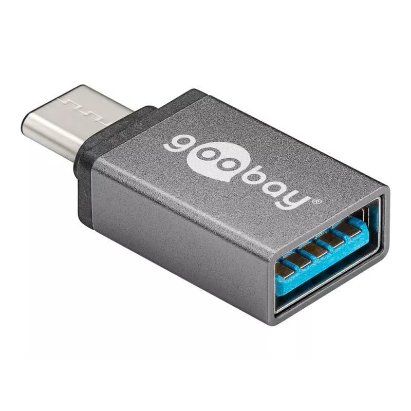 Adaptador USB-C™ Wentronic Goobay - conector fêmea USB 3.0 A, cinzento - para ligação entre dispositivos USB-C™ e USB-A (56621)
