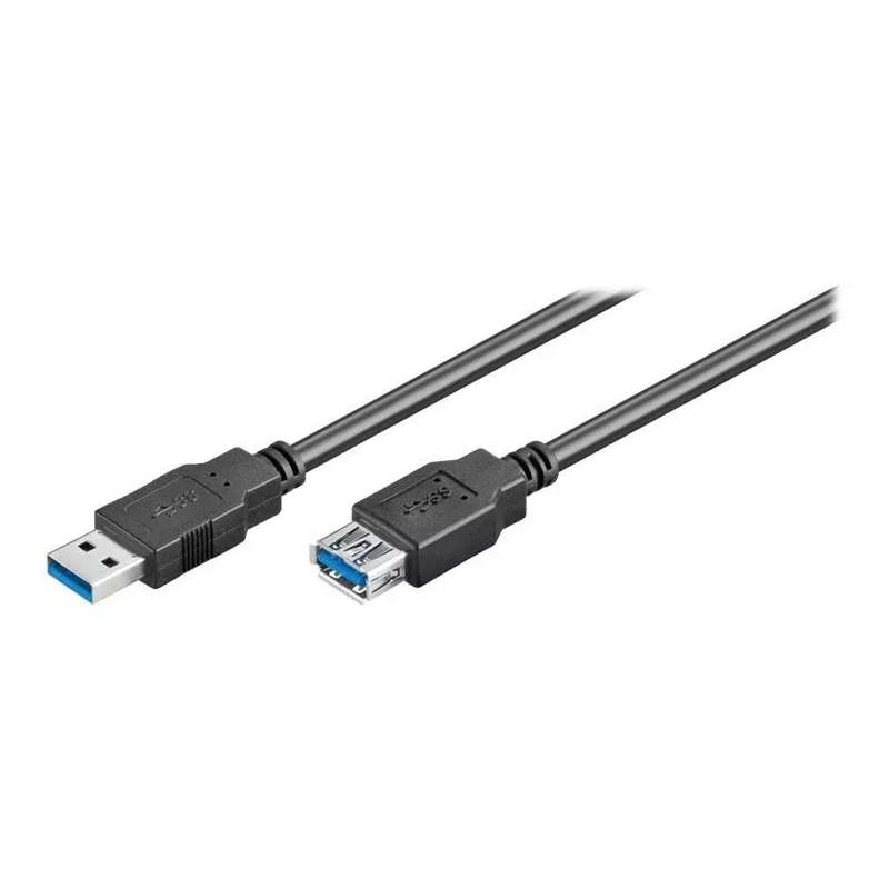 Cabo de extensão USB 3.0 SuperSpeed Goobay Wentronic, preto, 3 m – ficha USB 3.0 (Type-A) > conector fêmea USB 3.0 (Type-A) (93999)