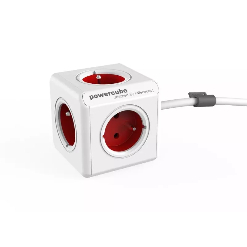 Allocacoc PowerCube Extended - 1,5m - cinzento - vermelho - 220 - 240V (PowerCube Extended 1,5M R)