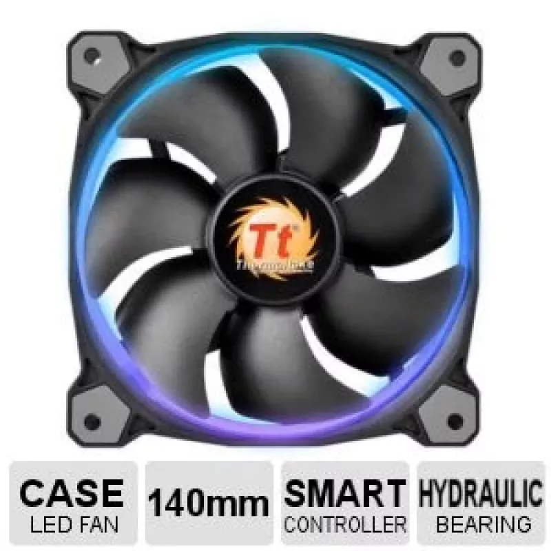 Thermaltake Riing 14 LED 256 Color CL-F043-PL14SW-B ventoinhas para caixa 140 mm, pack de 3, 600–1400 rpm, 4 pinos