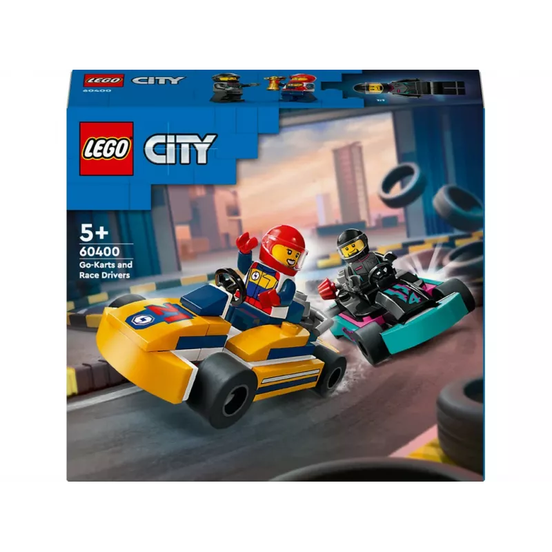 Brinquedo de construção LEGO 60400 City Karts com pilotos – conjunto de brincar com minifiguras e veículos