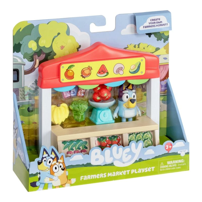 Conjunto de figuras de brincar TMTOYS Mini Bluey Lebensmittelladen BLU17555 – conjunto de mini figuras para diversão